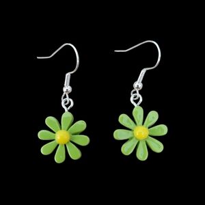Green Retro Flower Earrings